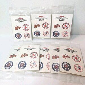 8 Vtg 90's Ad Promo Kellogg's American Baseball League East Stickers Party Favor